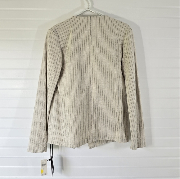 NWT Anthropologie Blanknyc Evereve Linen Blend Pinstripe Jacket XS Cream - Picture 8 of 13